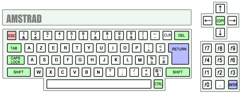 Amstrad CPC 464, French keyboard layout.