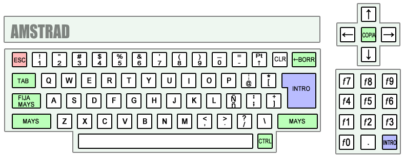 Amstrad CPC 464, Spanish keyboard layout.