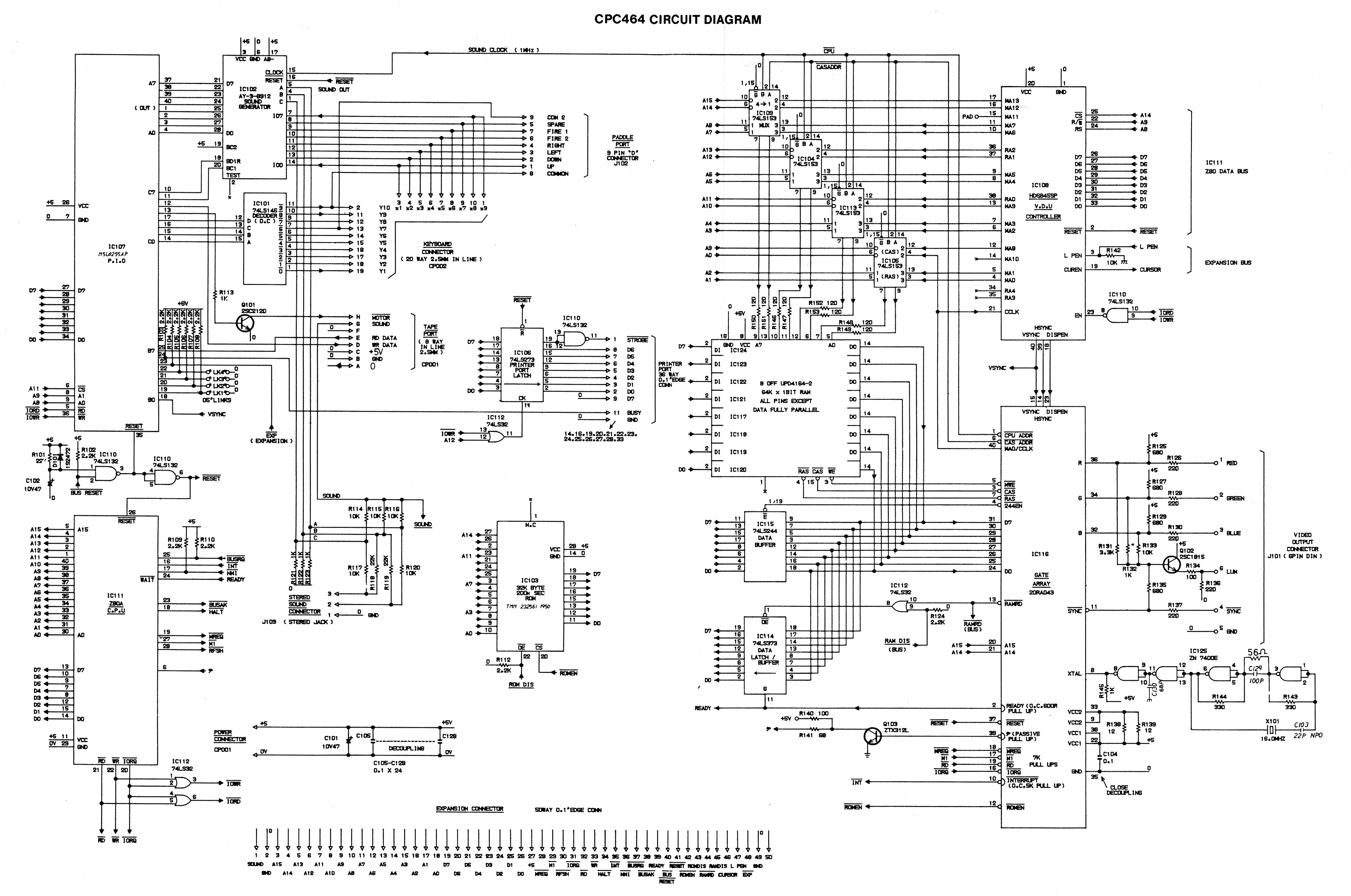 The Amstrad CPC 464 Circuit Diagram (from the CPC 464 Service Manual).