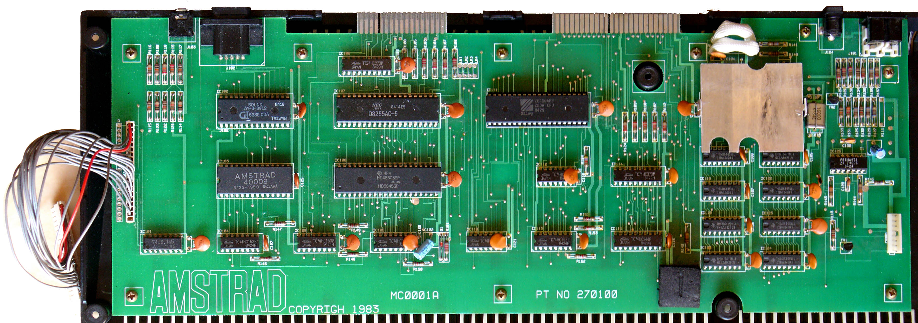 An Amstrad CPC 464 motherboard, original release.