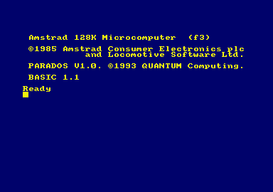 "PARADOS V1.0. (c) QUANTUM Computing" message on boot screen.