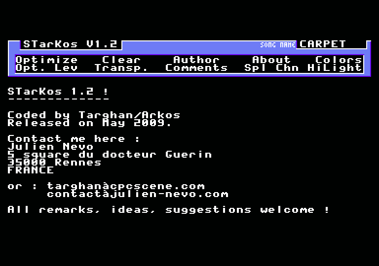 STarKos v1.2 - About  