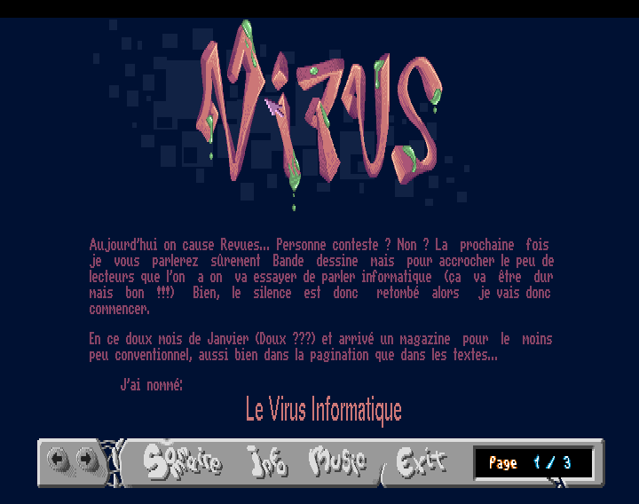 Néophyte 3: Article about the french mag "Le Virus Informatique". Nice logo there.